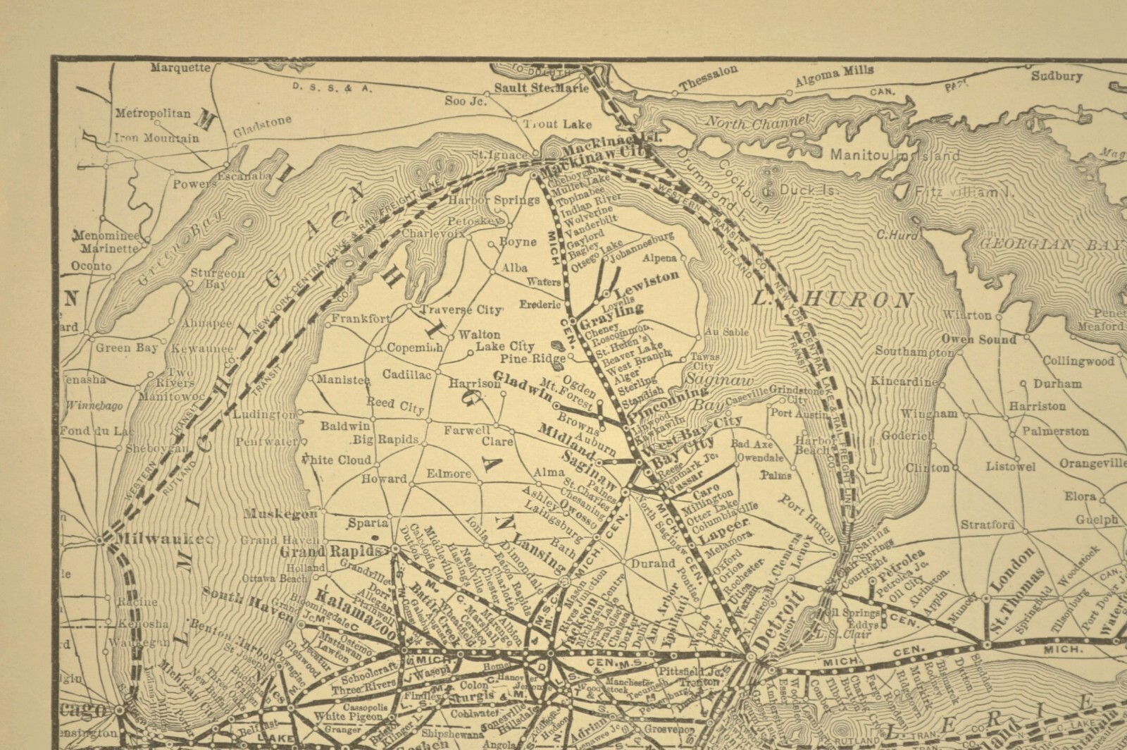 Vintage NEW YORK CENTRAL Railroad Map of NYC Railway Old Antique ca 1918
