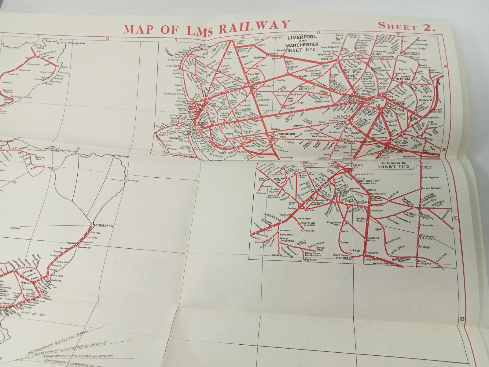 Map of LMS Railway. 4 sheet set. London, Midland and Scottish Railway, 1950s