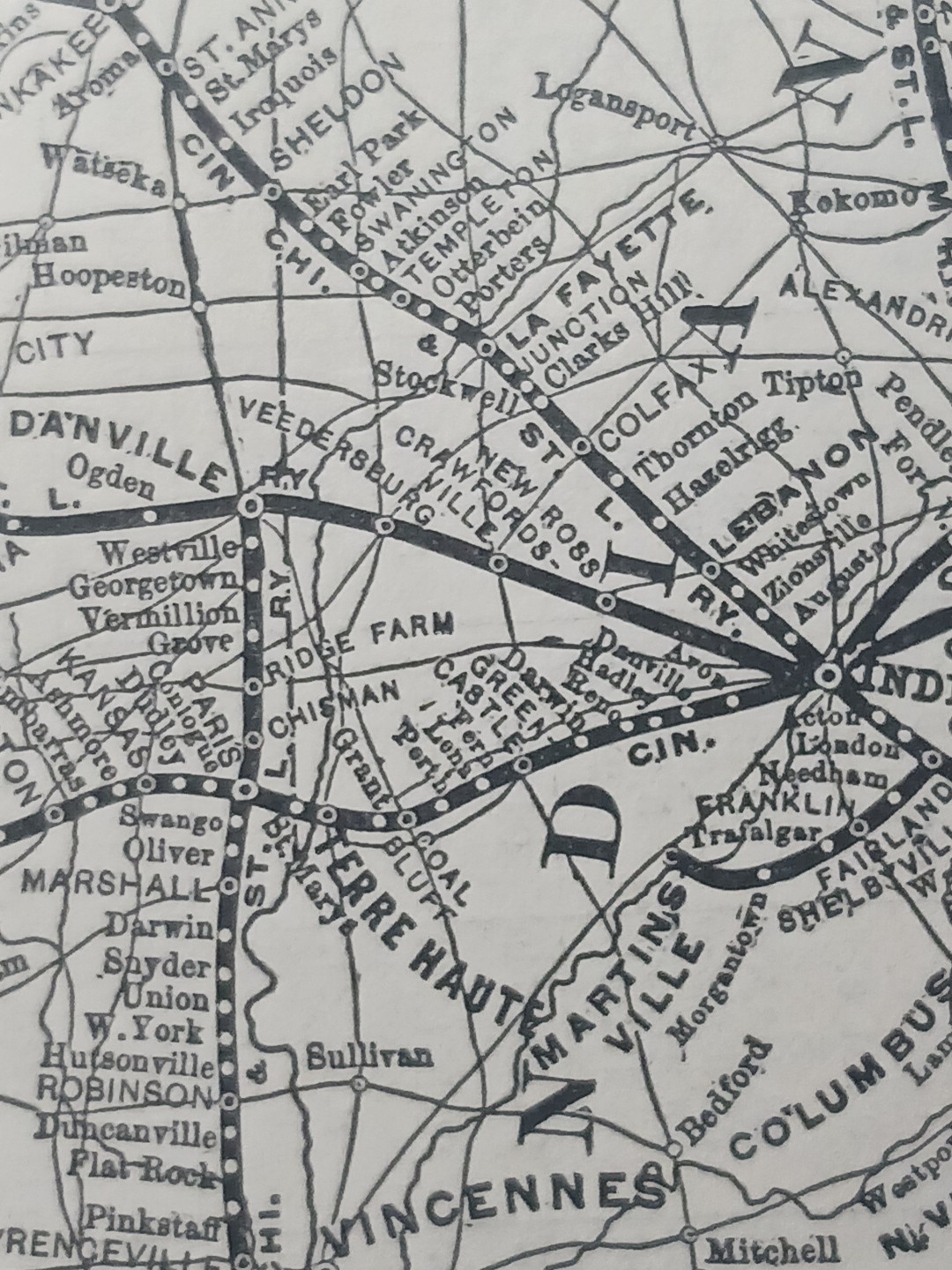 1901 Railroad Map CLEVELAND CINCINNATI CHICAGO & ST LOUIS RAILWAY Big Four Route