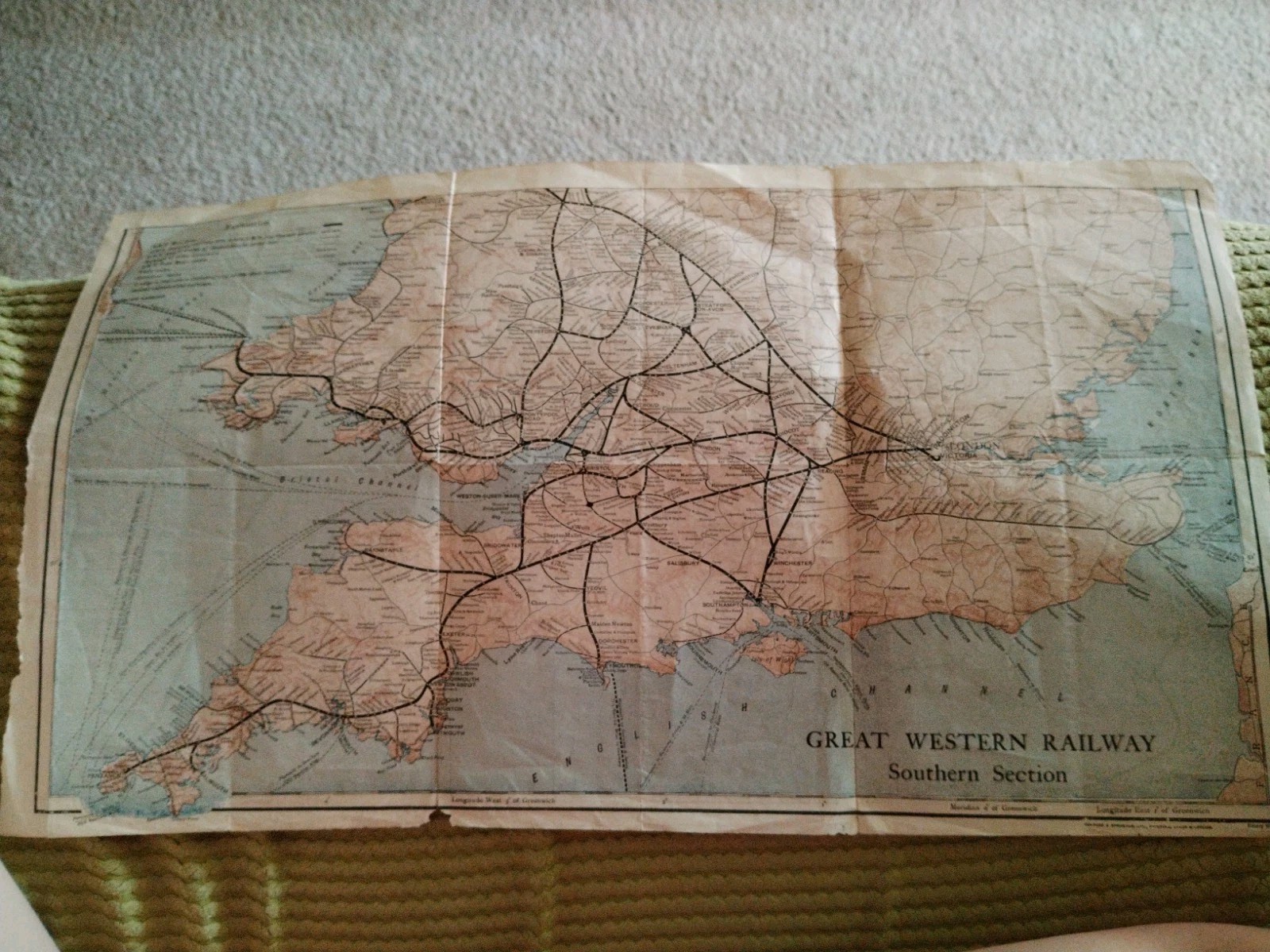 Vintage G.W.R London (Paddington) And Birmingham Map