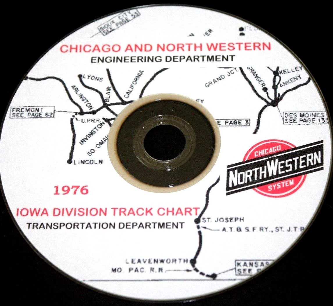 Chicago & Northwestern RR 1976 Iowa Division Track Chart PDF Pages on DVD