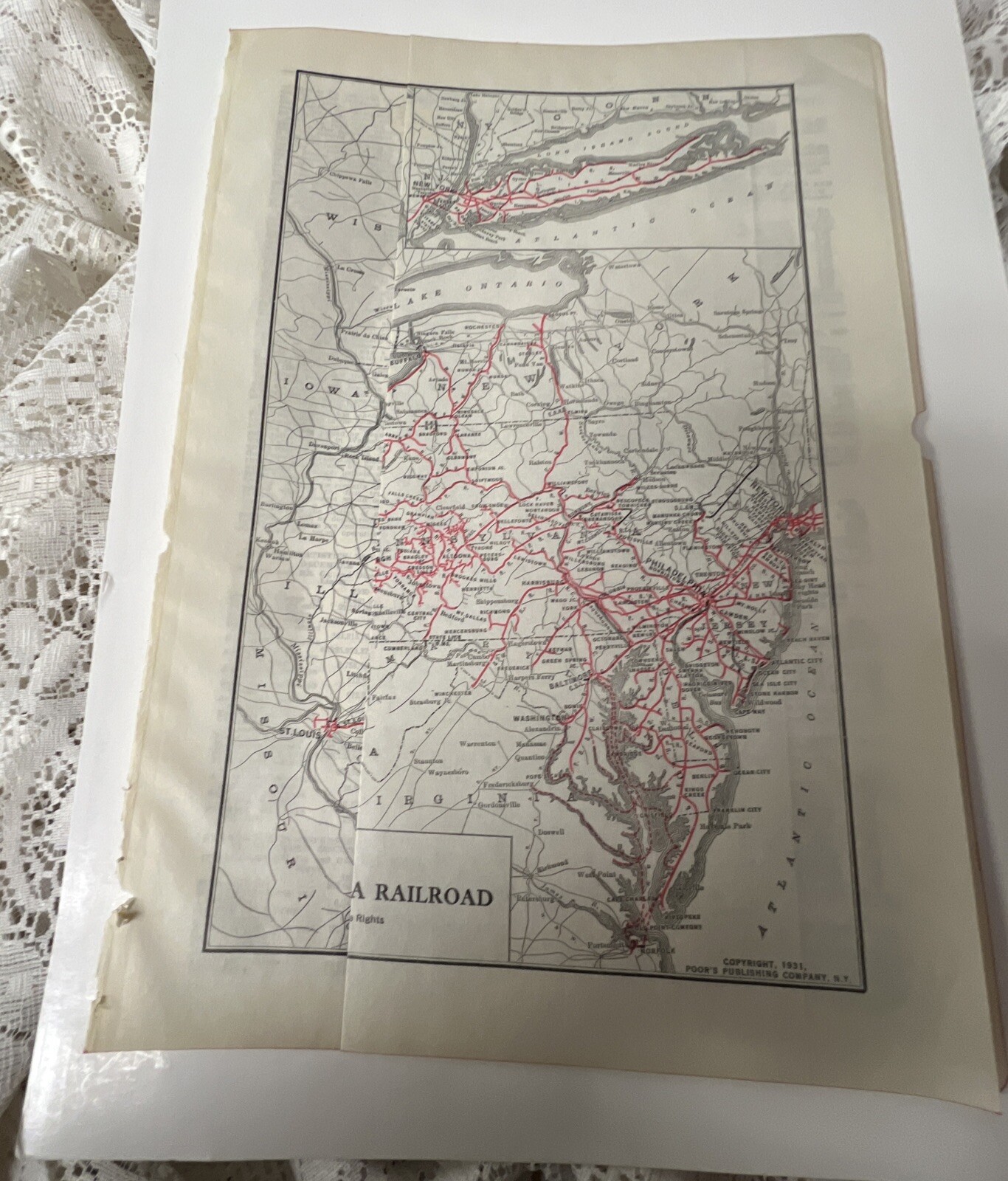 Pennsylvania Railroad – Original 1931 System Map. Antique