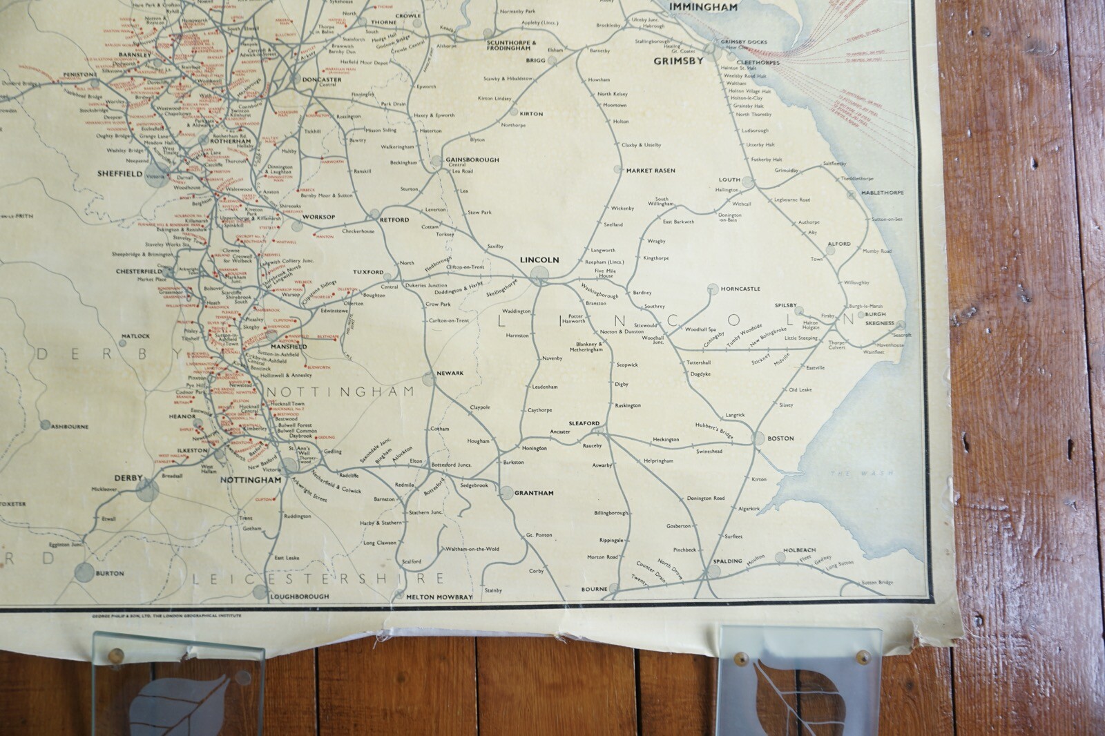 1936 LNER Collieries Railway Map Linen Backed for Display in Train Station