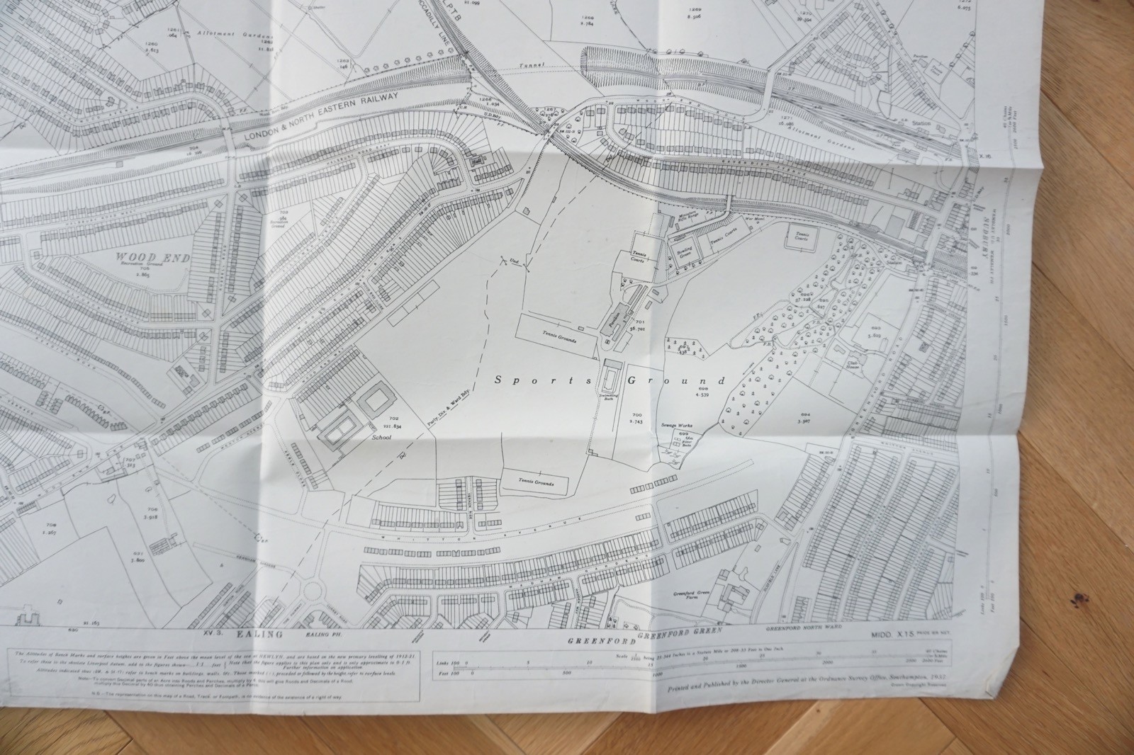 1935 South Harrow Wood End London LNER Railway OS Railway Map
