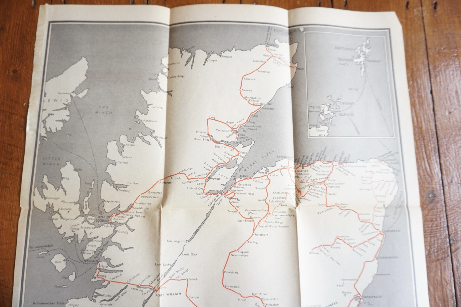 1957 British Rail Scottish Passenger Network Railway System Map VGC
