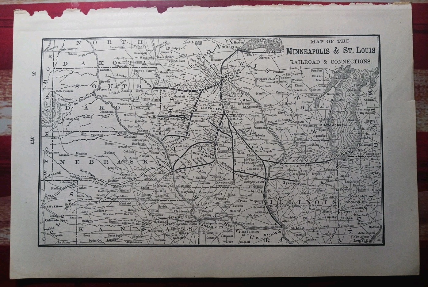 1901 Railway Map MINNEAPOLIS & ST LOUIS RAILROAD + Connections All Train Routes