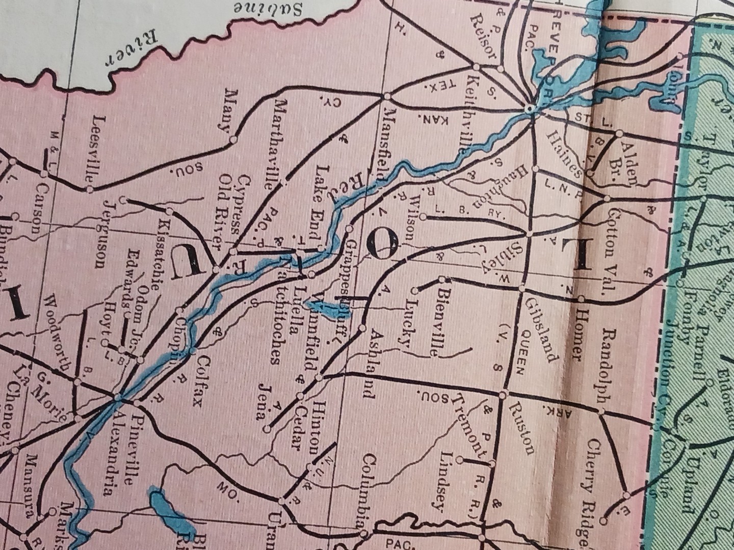 ~1904 Railroad Map MISSISSIPPI LOUISIANA ARKANSAS all Train lines Depots 11″x9″