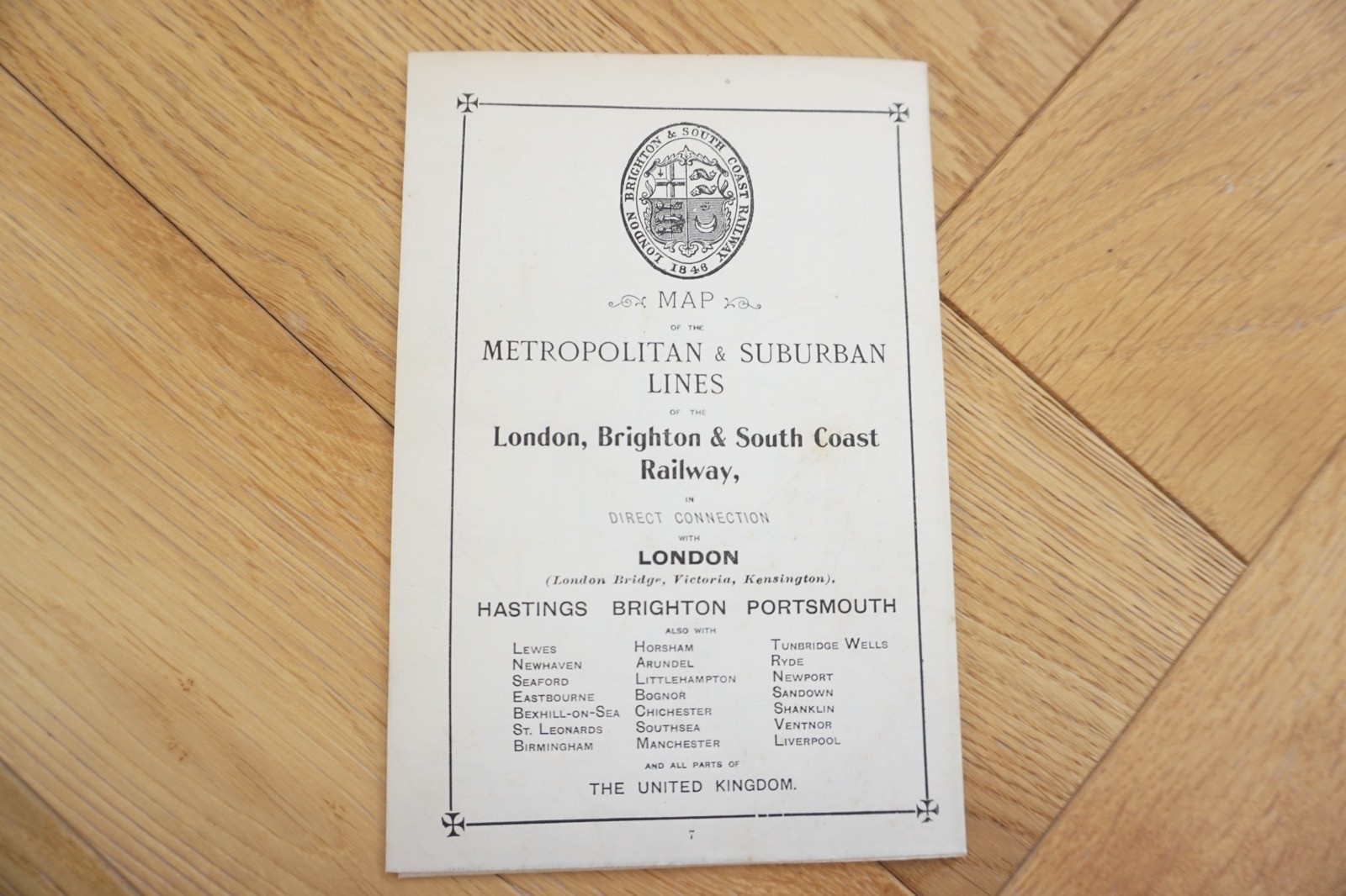 1907 London Brighton South Coast LBSCR Railway Map Metropolitan Lines Hastings