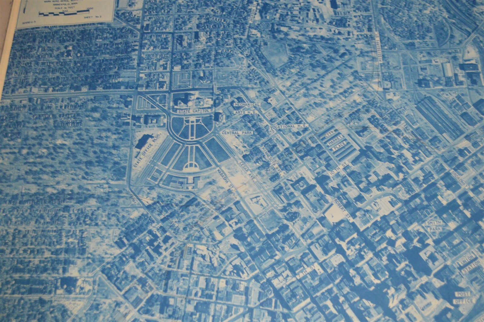 1958 Minnesota Hwy Dept St. Paul Map Railroads Union Station Milwaukee Road