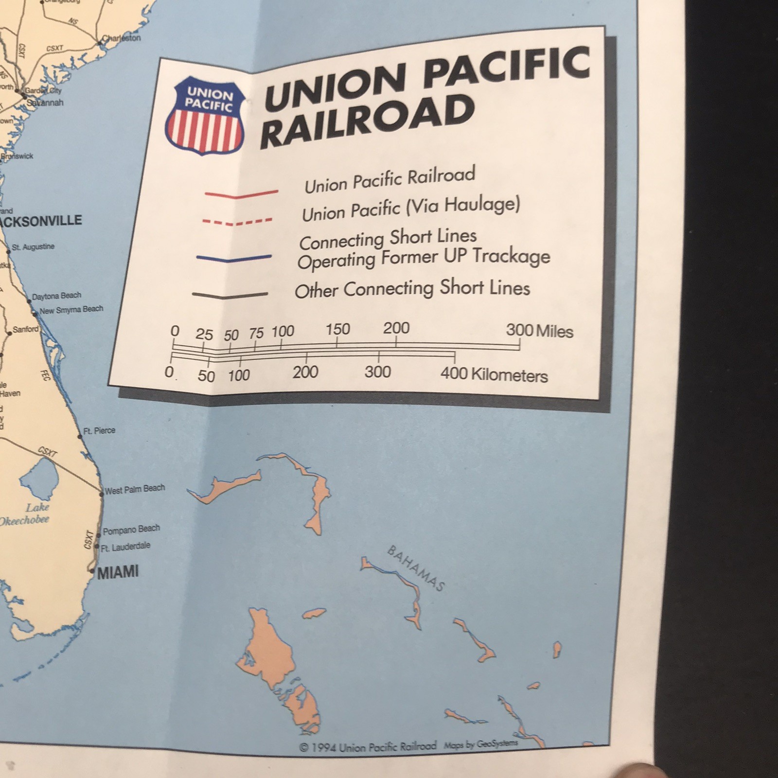 1994 Union Pacific Railroad USA Map System Route Rail Train VTG