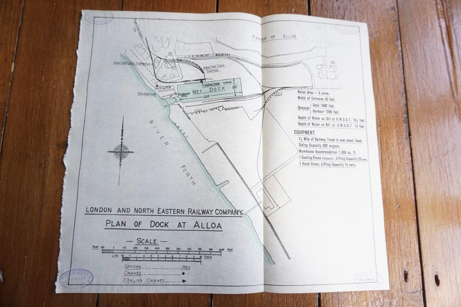1932 LNER Alloa Docks Railway Plan Map