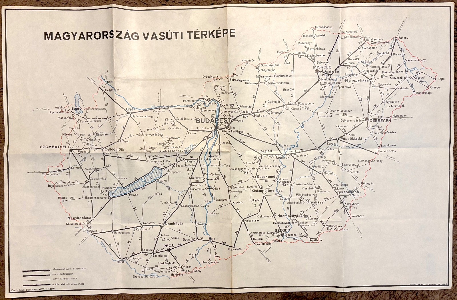 1967 Edition, Hungarian Railroad Map.