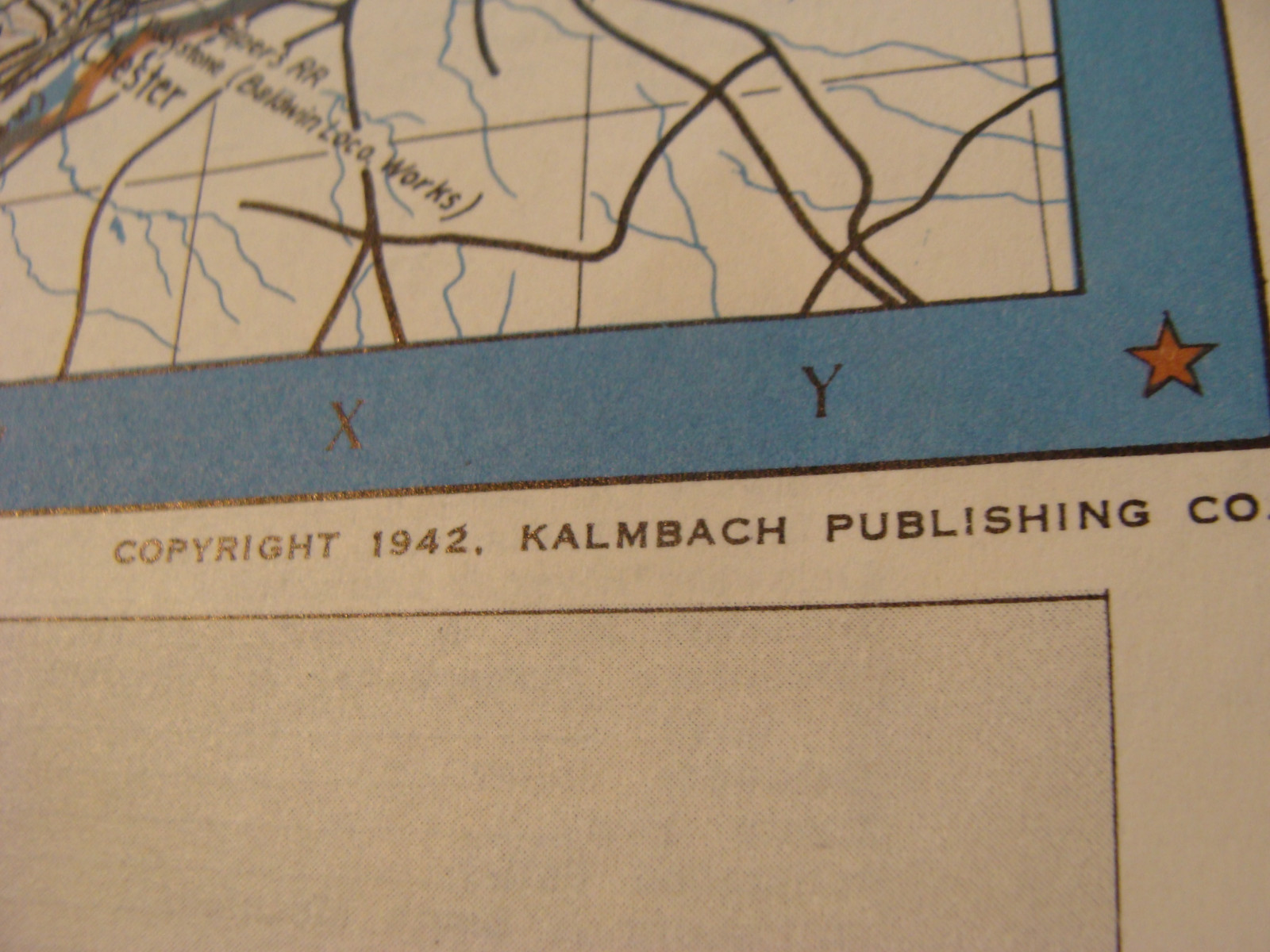 vintage 1942 RAILROADS OF PENNSYLVANIA folded 22 x 17″ map;
