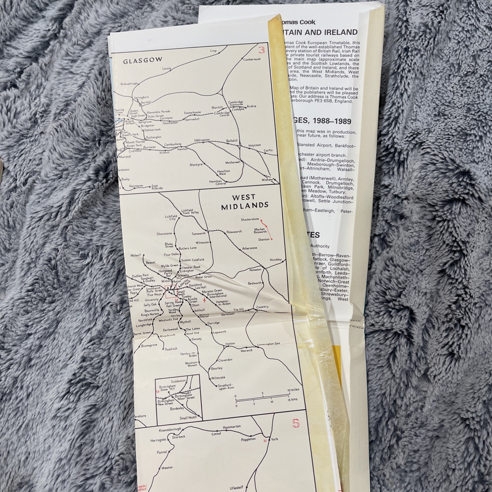 Thomas Cook Cooks Rail Railway Map of Britain And Ireland 1st Edition. 1988-1989