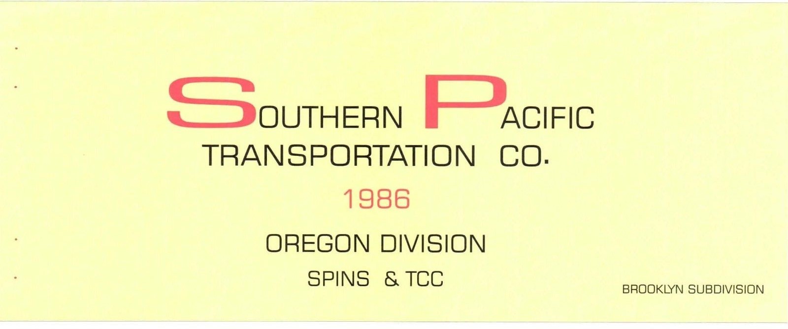 Southern Pacific RR 1986 Oregon Division – Brooklyn Sub SPINS PDF Pages on DVD