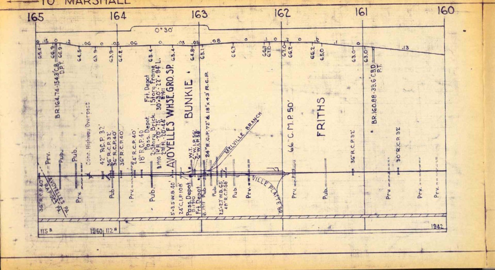 Missouri Pacific 1970 DeQuincy Div Alexandria Condensed Profile PDF Pages on DVD