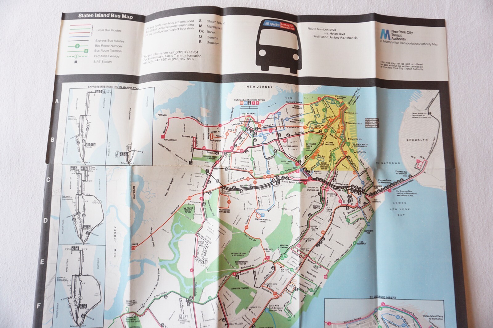 1977 Staten Island New York Bus Guide Bus Map