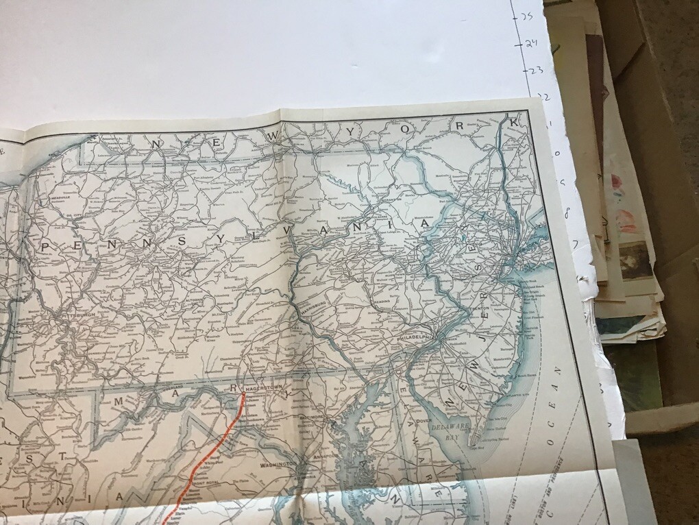 vintage railroad map: 22×32″ NORFOLK & WESTERN Railway 1935