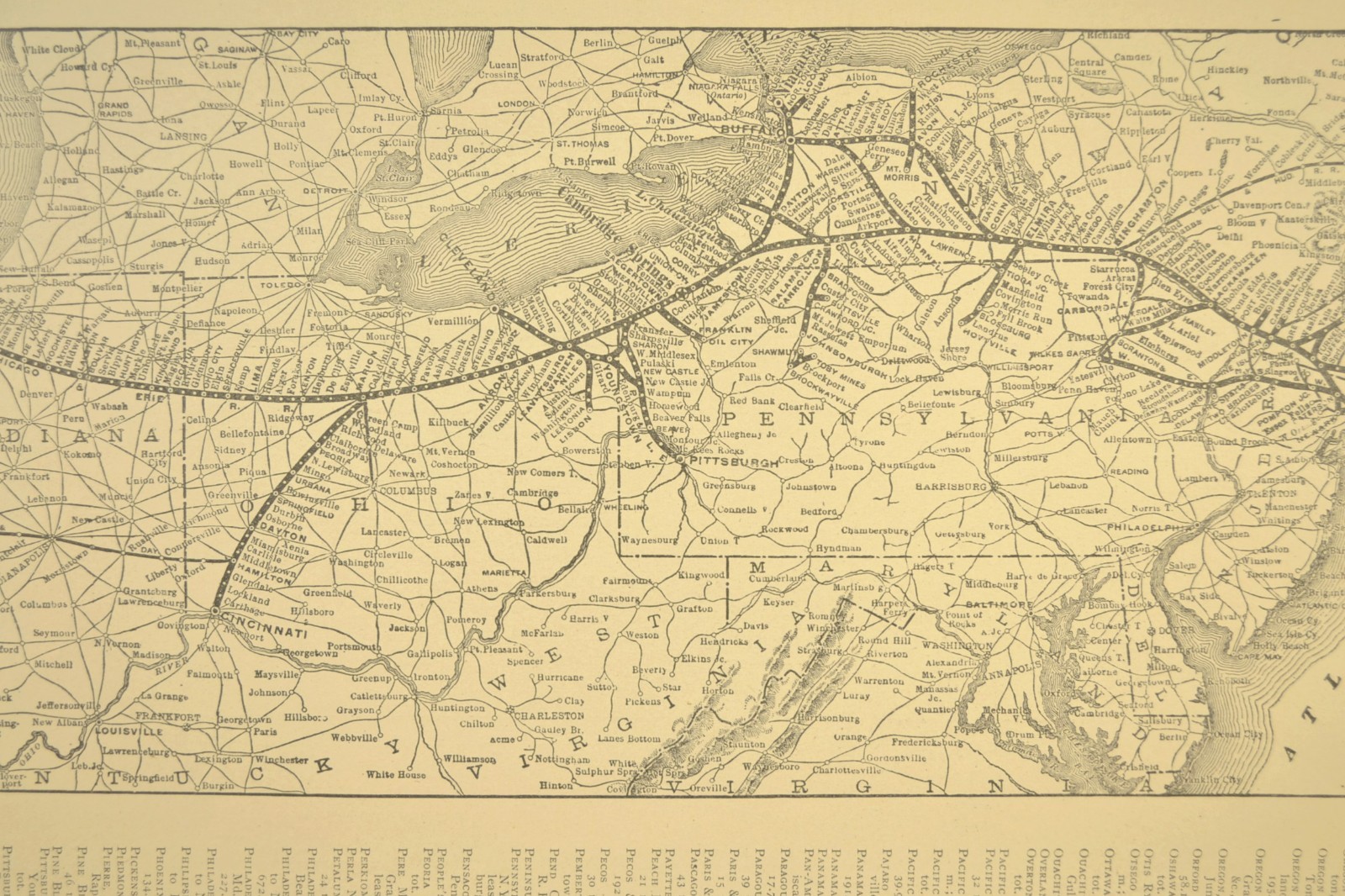Vintage Map of the Erie Railroad Map Pennsylvania Old Original ca 1922