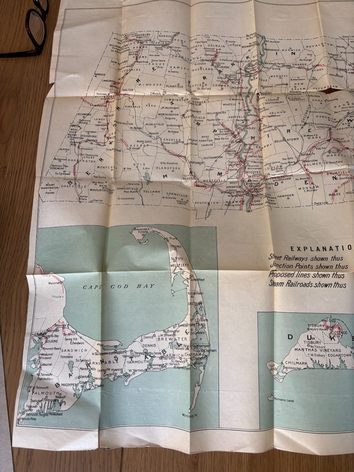 1905 folding map ELECTRIC RAILWAYS OF MASSACHUSETTS GEORGE WALKER RAILROAD 28X38