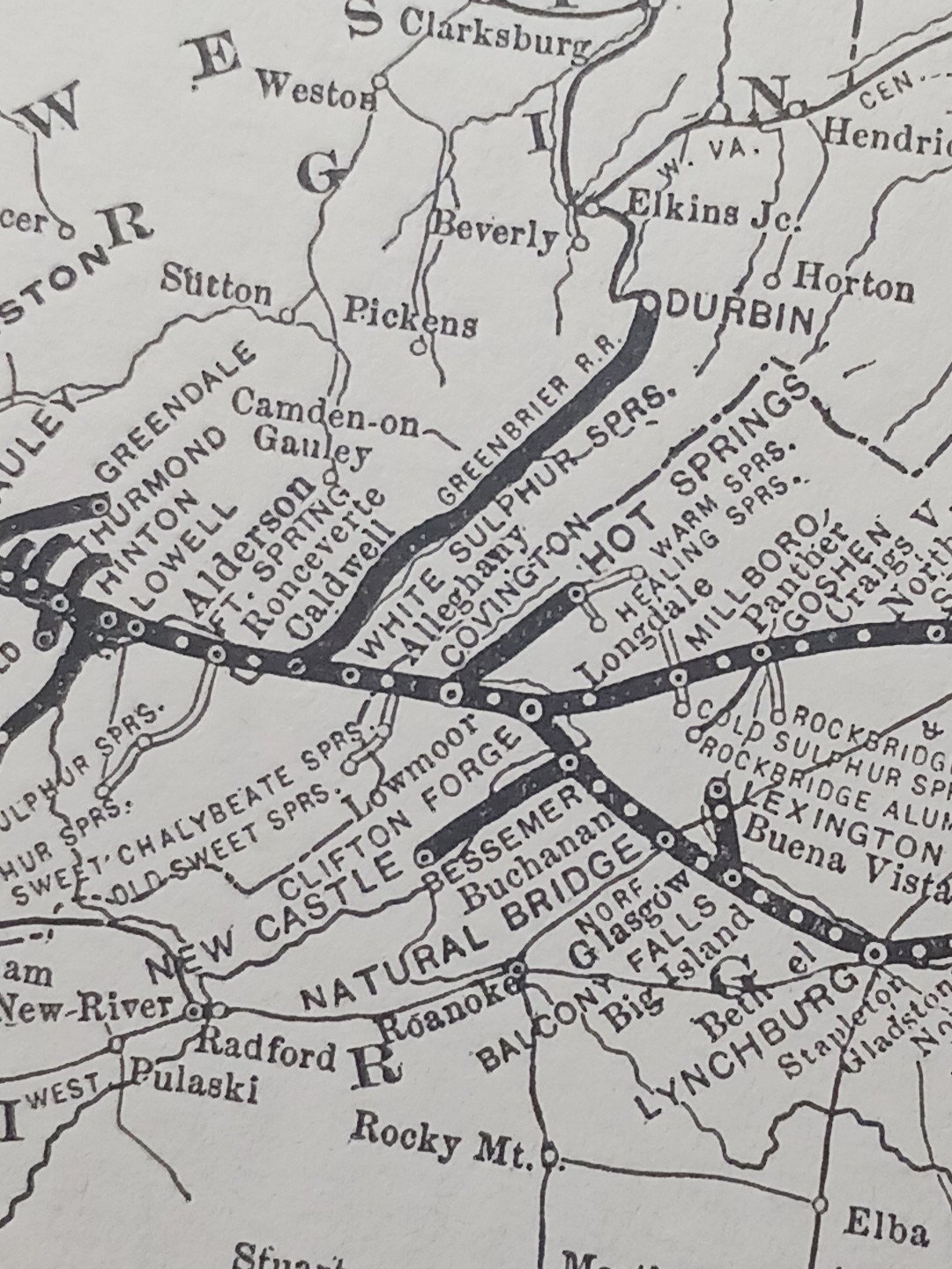 ~1904 Vintage Railroad Map CHESAPEAKE & OHIO RAILWAY all Train Routes & Stations