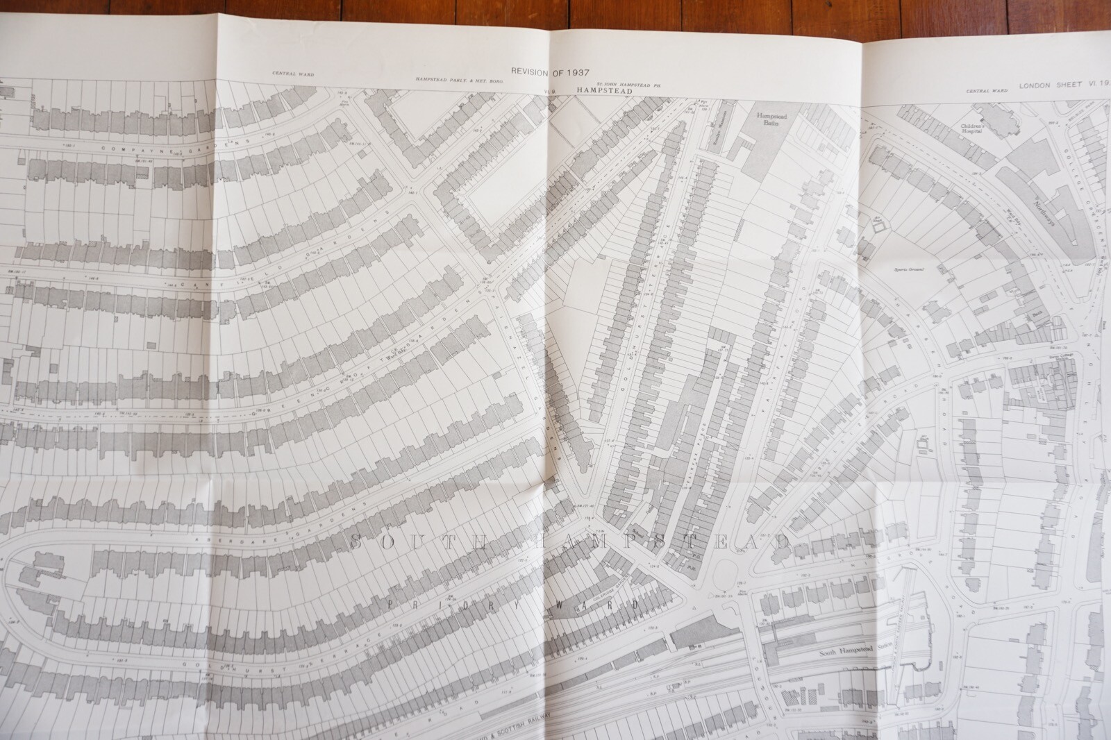 1937 South Hampstead London LMS LNER Railway OS Railway Map