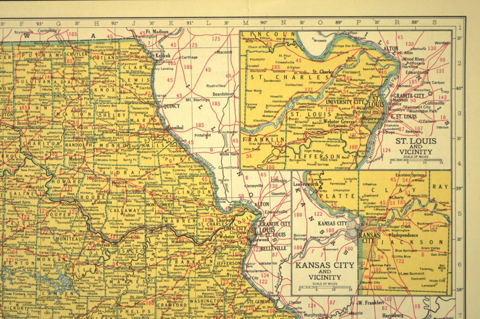 Vintage MISSOURI Railroad Map Depot Towns Great Falls Missoula MP RR WWII Era