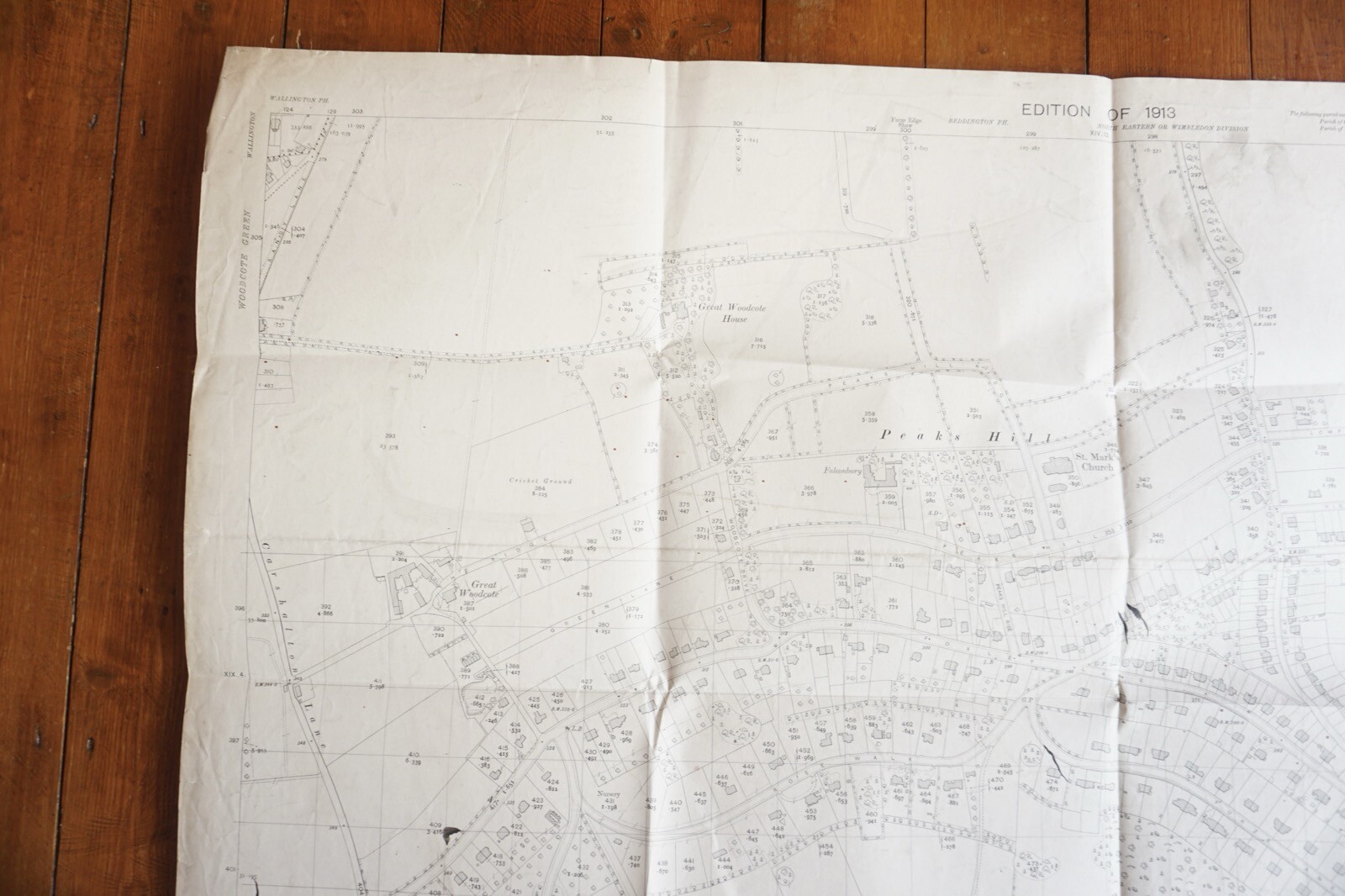1913 Russell Hill Peaks Hill OS Railway Map London