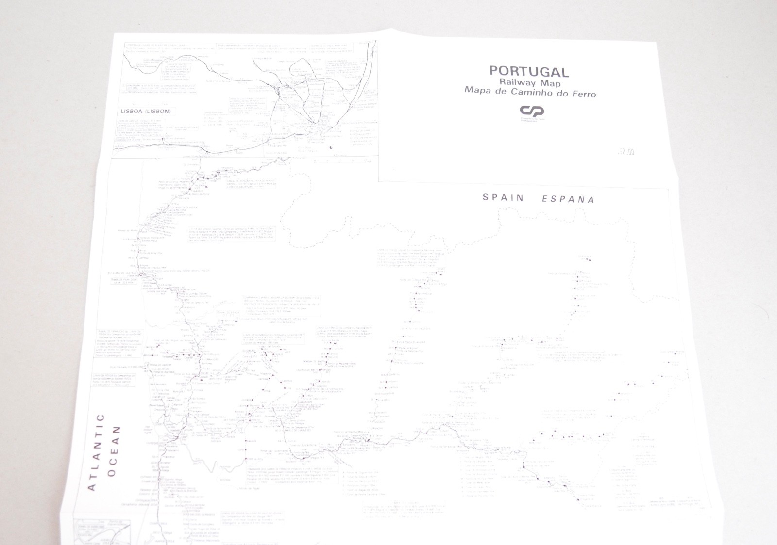 Railway Map Portugal Caminos de Ferro Potugueses Quail Map Co 1994