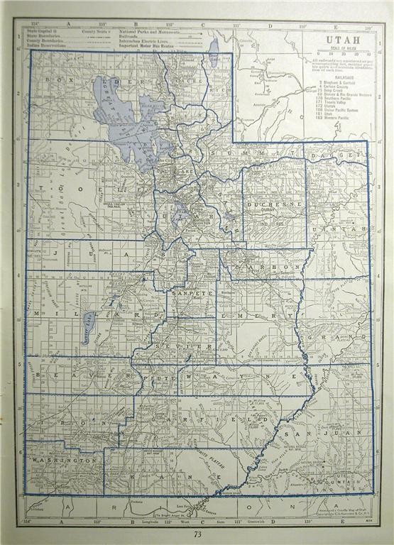 1930 UTAH VERMONT RAILROAD MAP SHOWS ALL UT RR s DEPOT + UT RR PRINT HISTORY