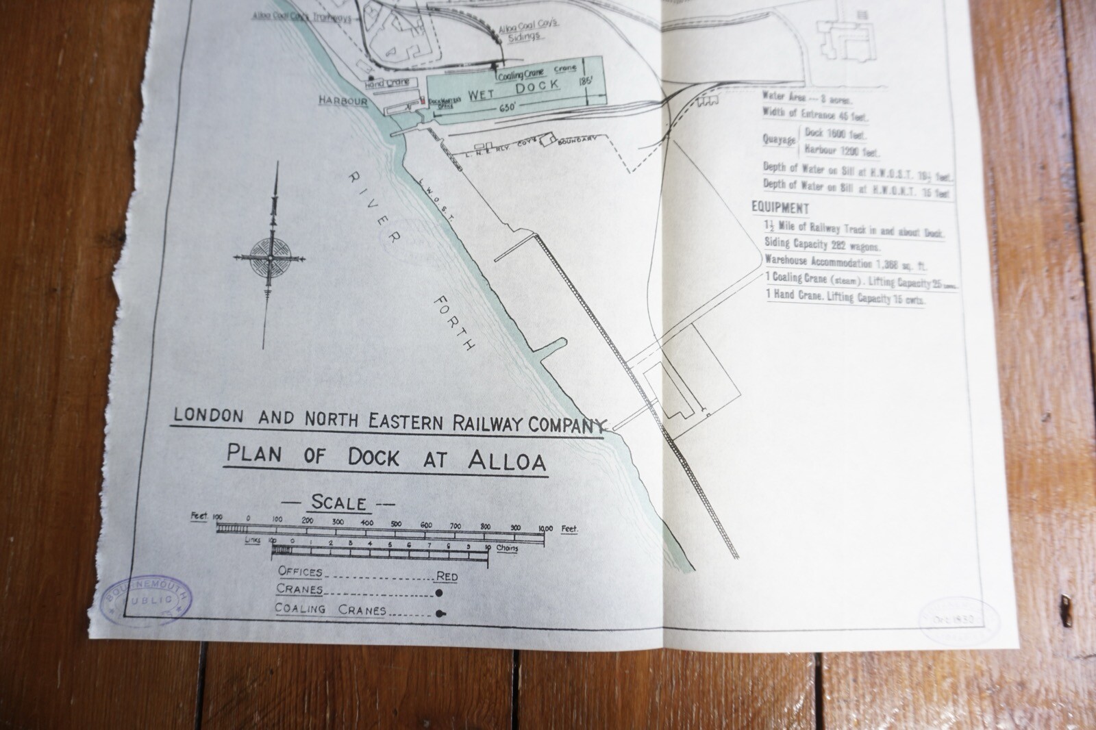 1932 LNER Alloa Docks Railway Plan Map
