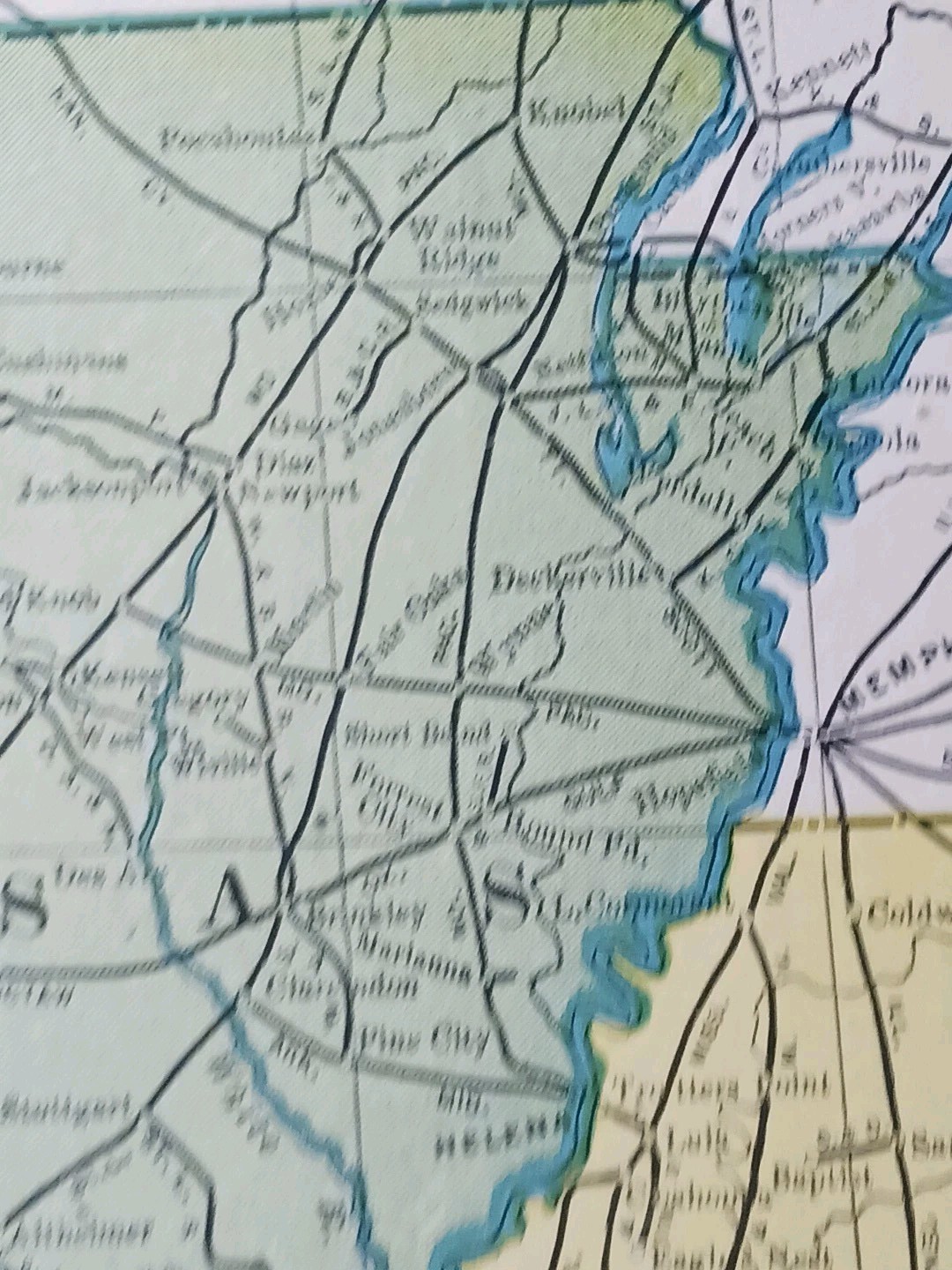~1904 Railroad Map MISSISSIPPI LOUISIANA ARKANSAS all Train lines Depots 11″x9″