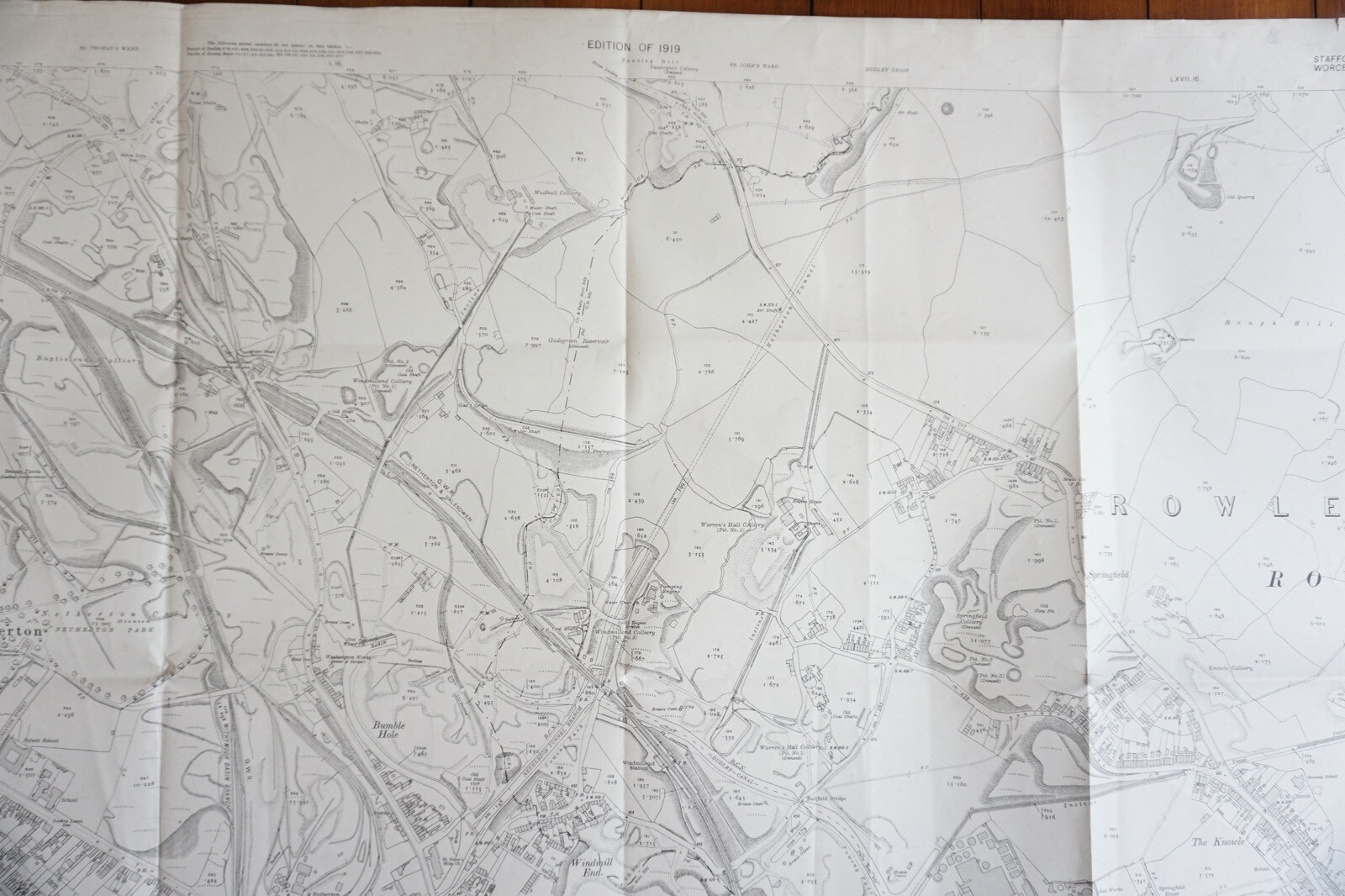 1919 Windmill End Rowley GWR Great Western Railway OS Railway Map