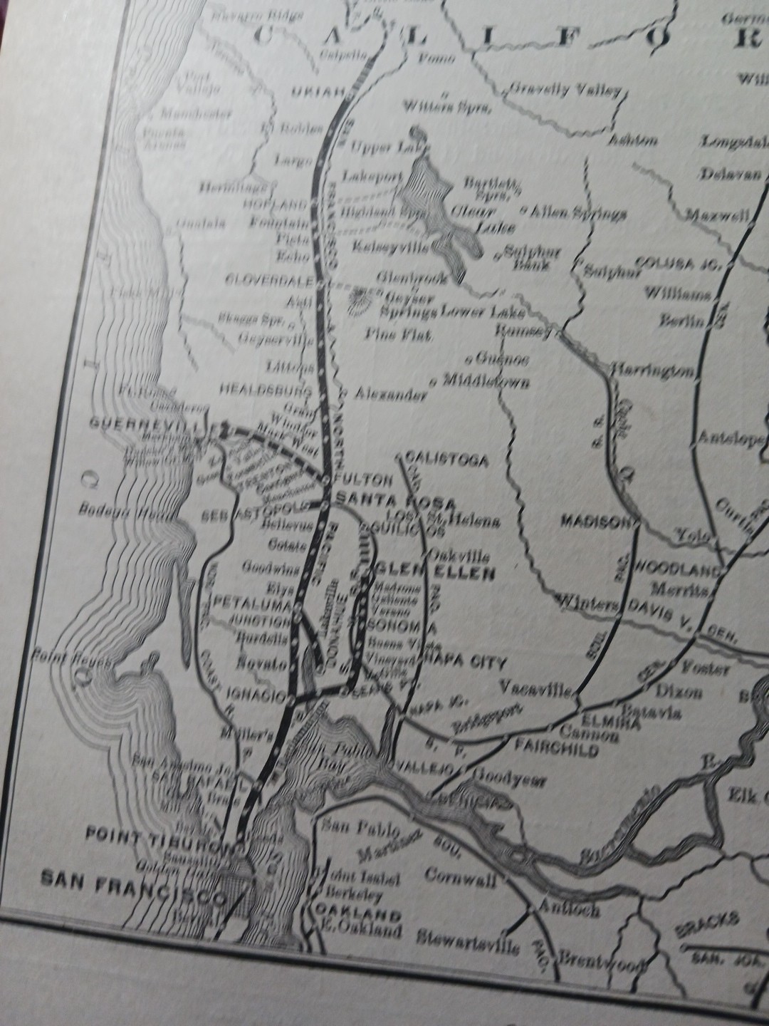 1897 Train Route Map San Francisco & North Pacific Railway California Railroad