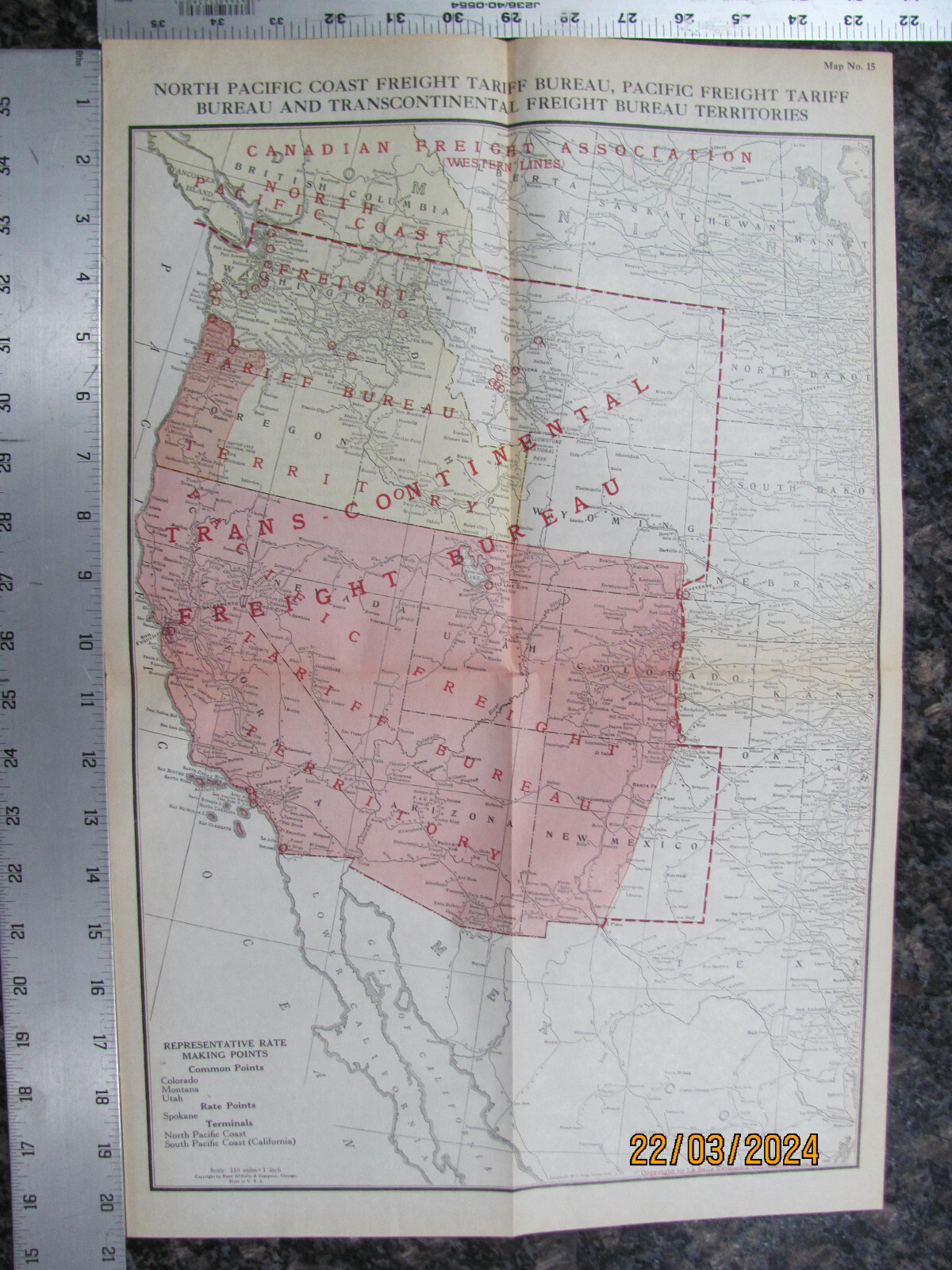 RARE 1924 NORTH PACIFIC COAST RAILROAD SYSTEM MAP CO MT UT CA FREIGHT RATES