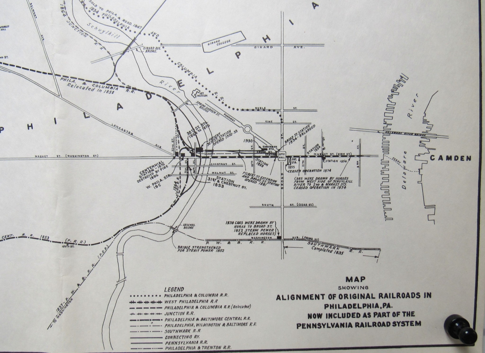 c1933 PRR Pennsylvania Railroad Track Alignment Philadelphia PA Terminal Rail US