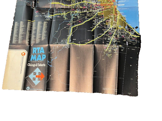 RTA Map of Northeastern Illinois 1977 vintage Chicago train & bus routes