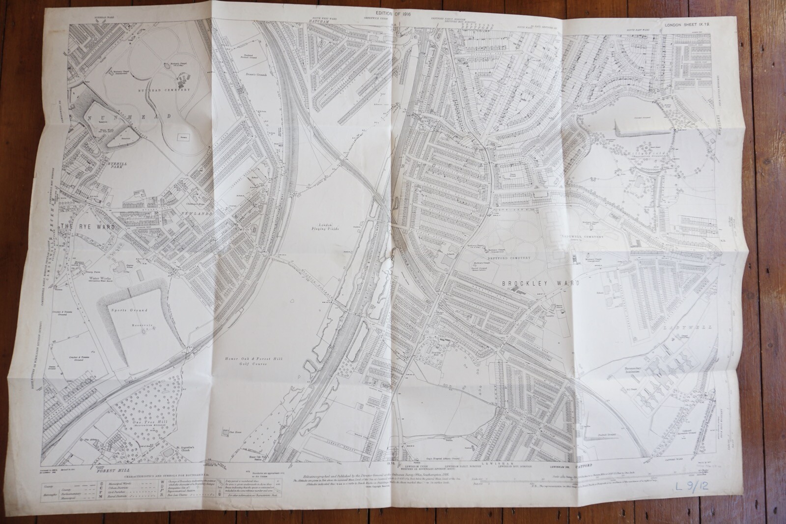 1916 Deptford Bemondsey LB&SCR SE&CR OS Railway Map