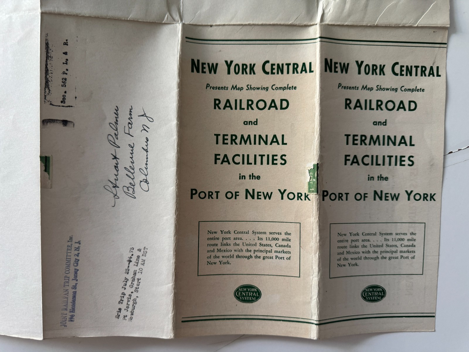 Vintage 1947 New York Central RR Railroad Map Terminal Facilities Port of NY