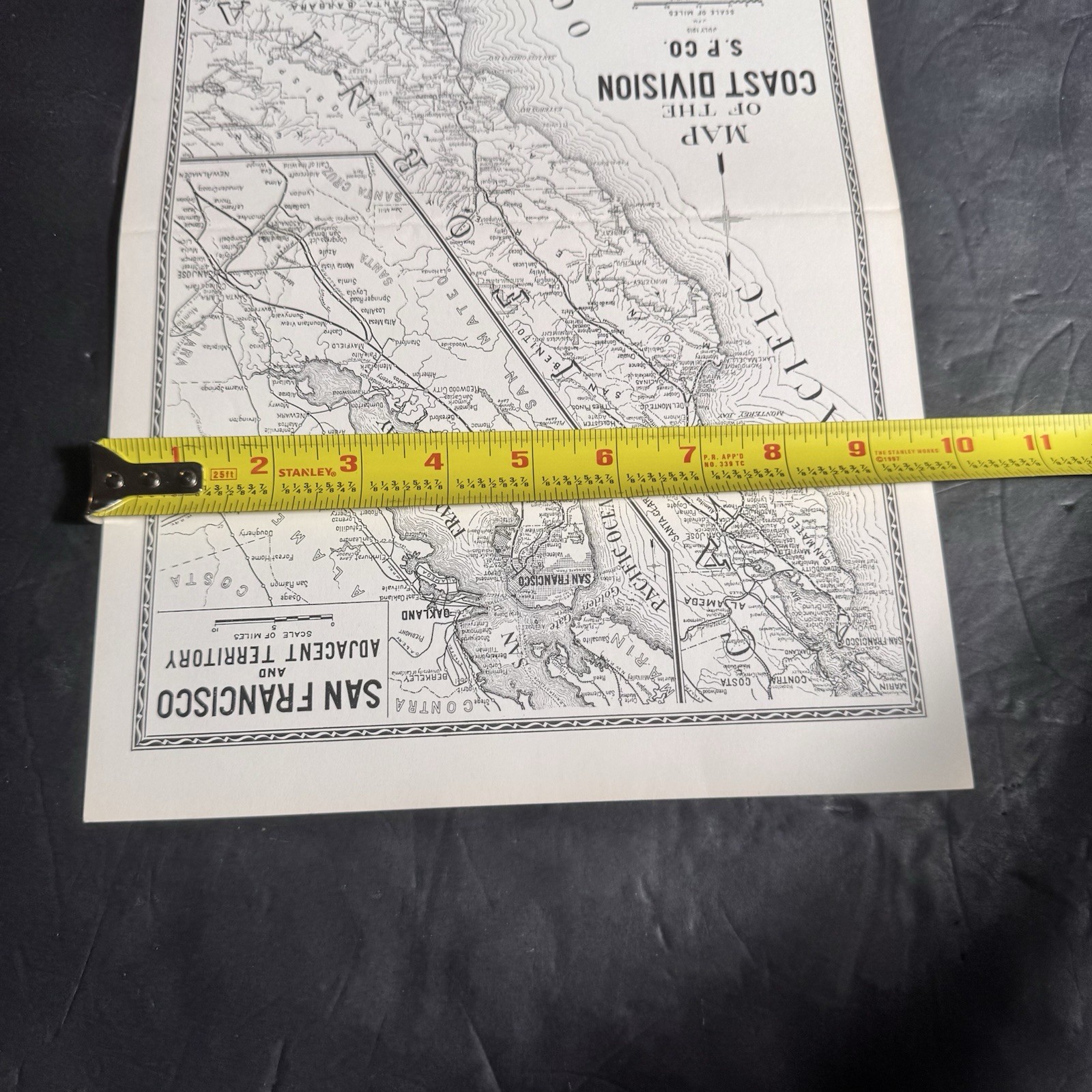 Vtg Southern Pacific Railroad Double Sided Map Coast & San Joaquin Div Map 7 & 8