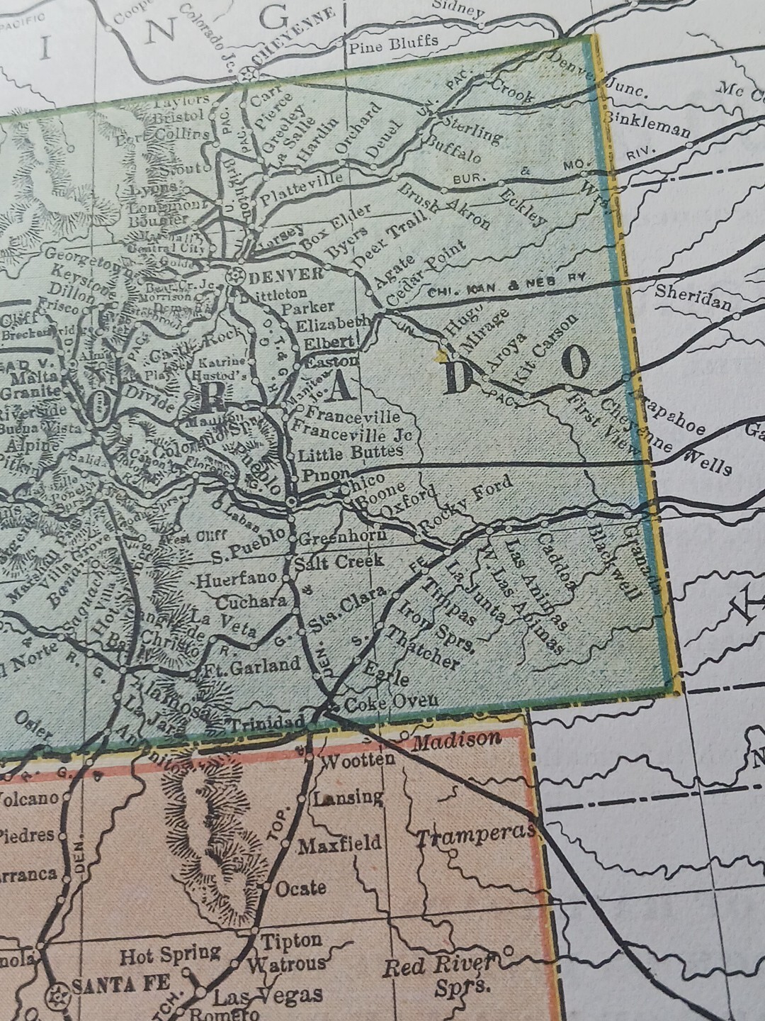 1895 Antique Train Route Map Utah Arizona Colorado NM All Railroad Lines 11″×9″