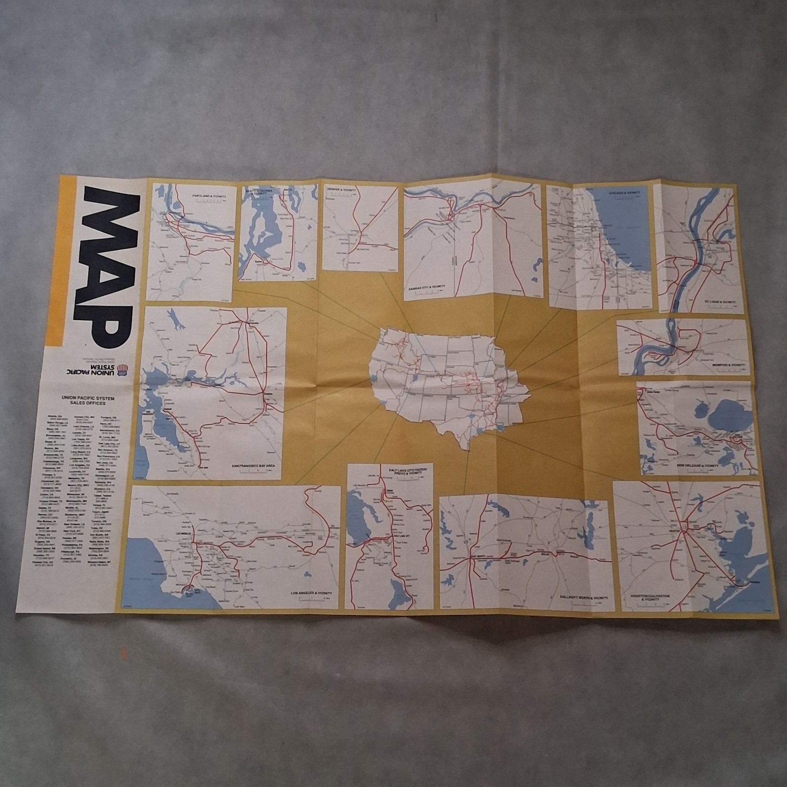 1984 Union Pacific System Map 32″ x 20″ Open