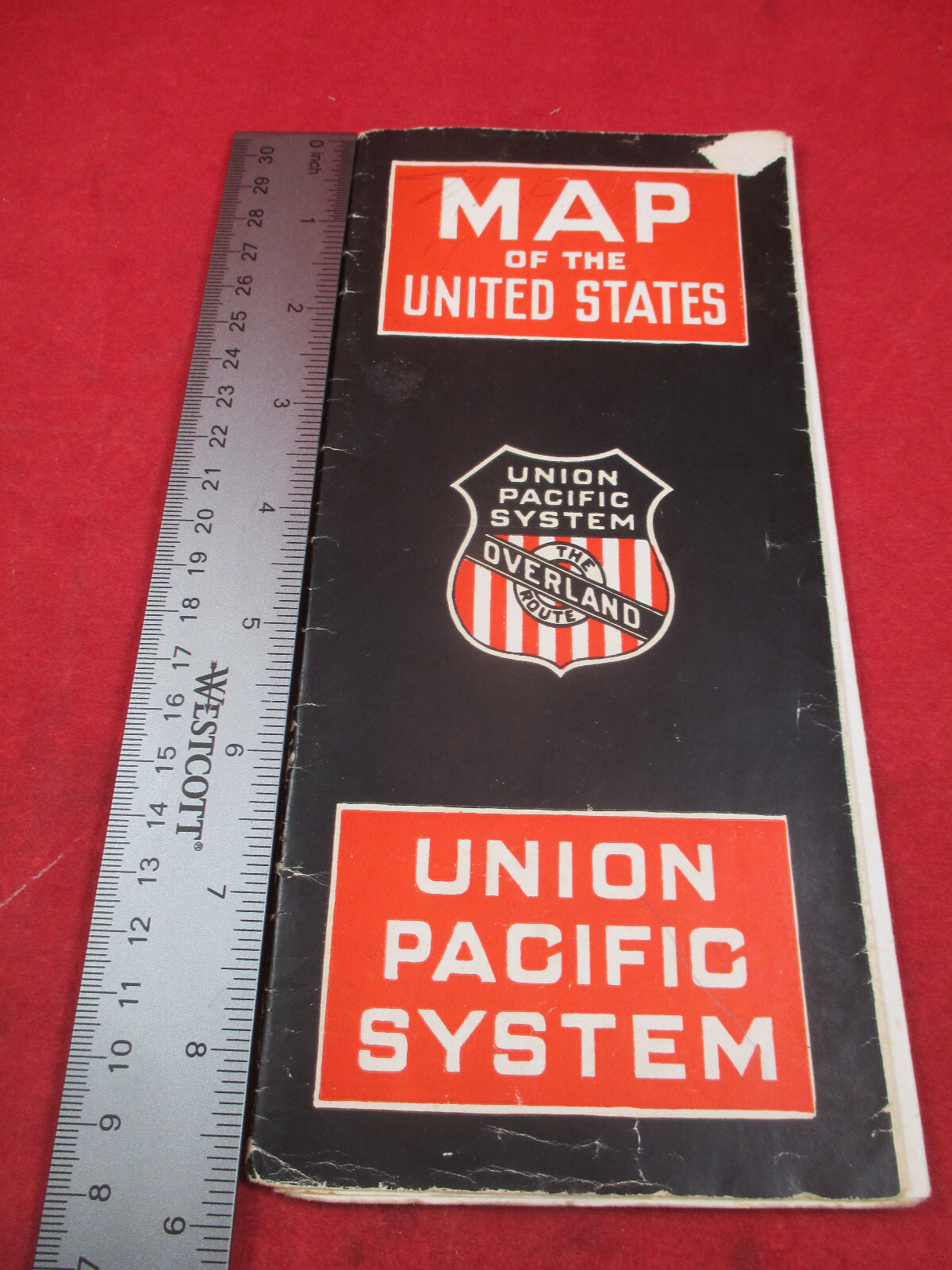 Large 1930 Union Pacific Railroad Route Map of the Union States w/ Photos