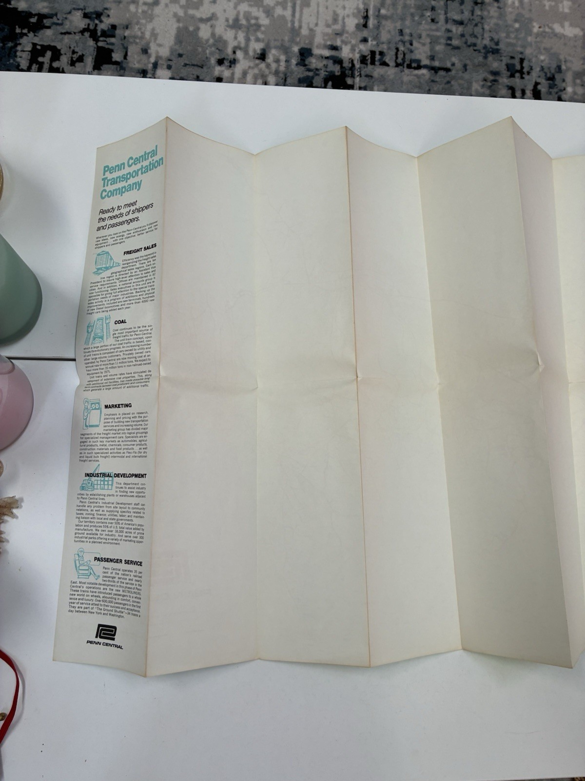 Penn Central 1970 System Map PRR NYC Lines Rand McNally RR Original Folded
