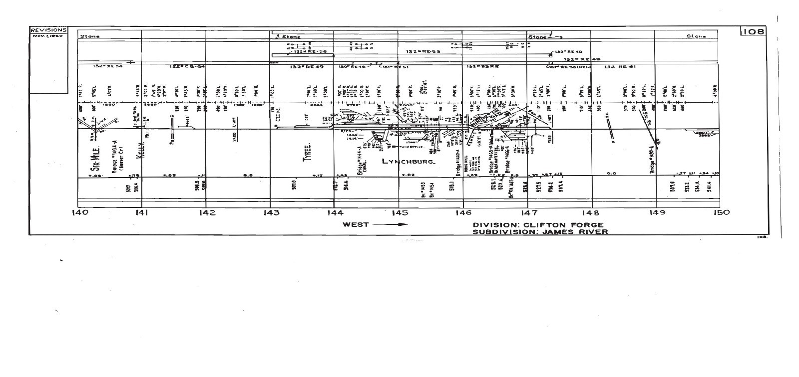 Chesapeake & Ohio 1967 Mainline Track Chart Diagram PDF Pages on DVD