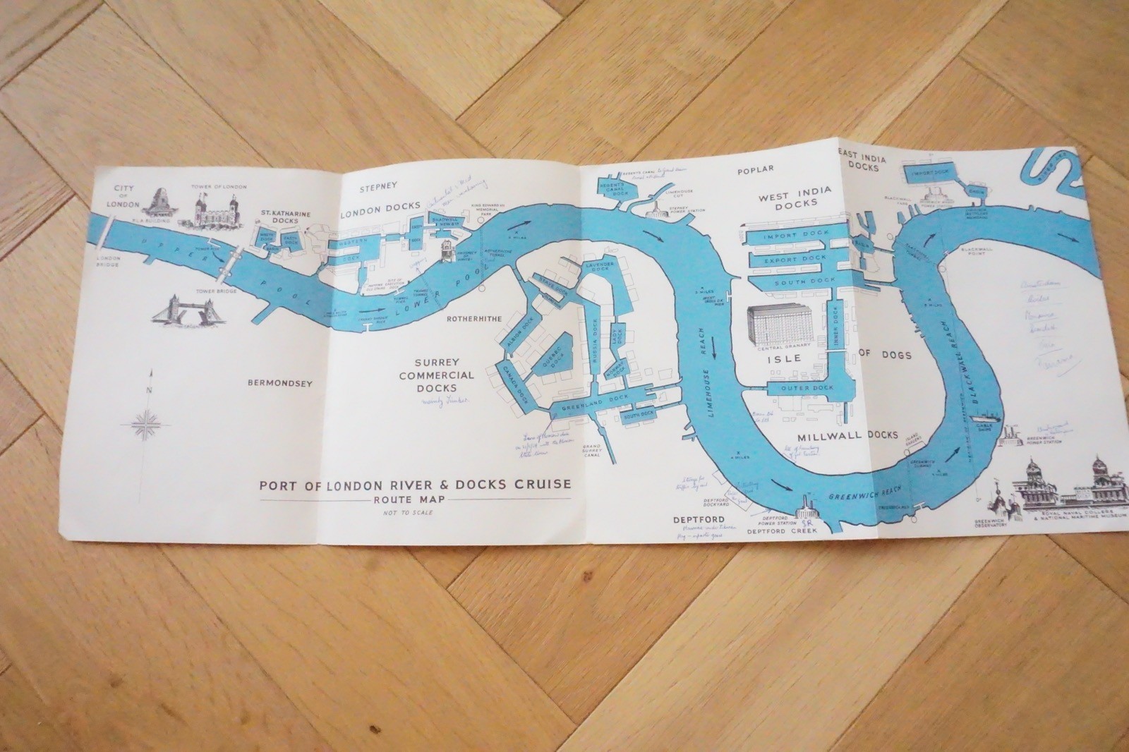 c1950s 1960s Port of London Commercial Docks Map Plan