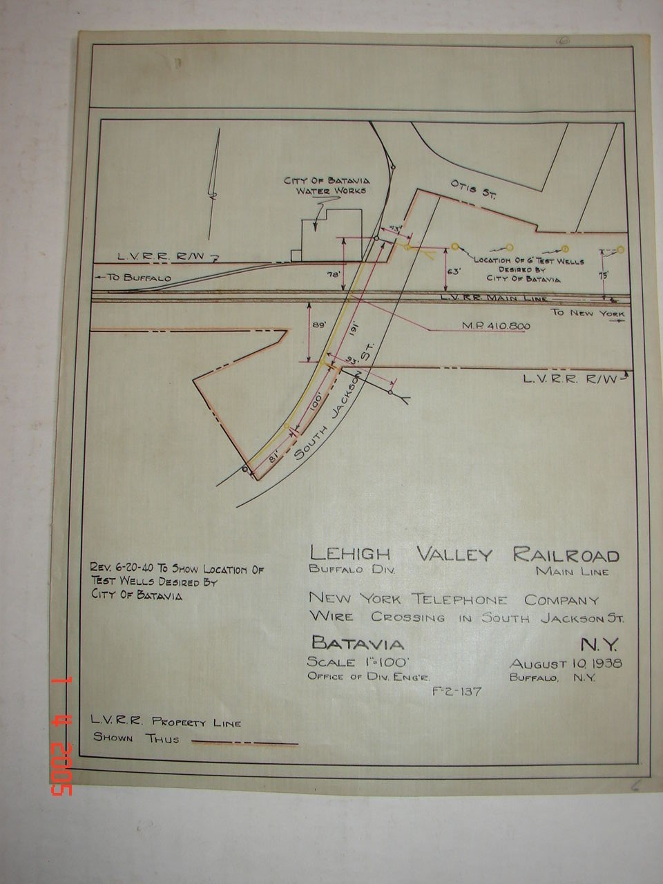 LVRR CO – Buffalo Div – New York Telephone Co – Batavia, N Y – 1938
