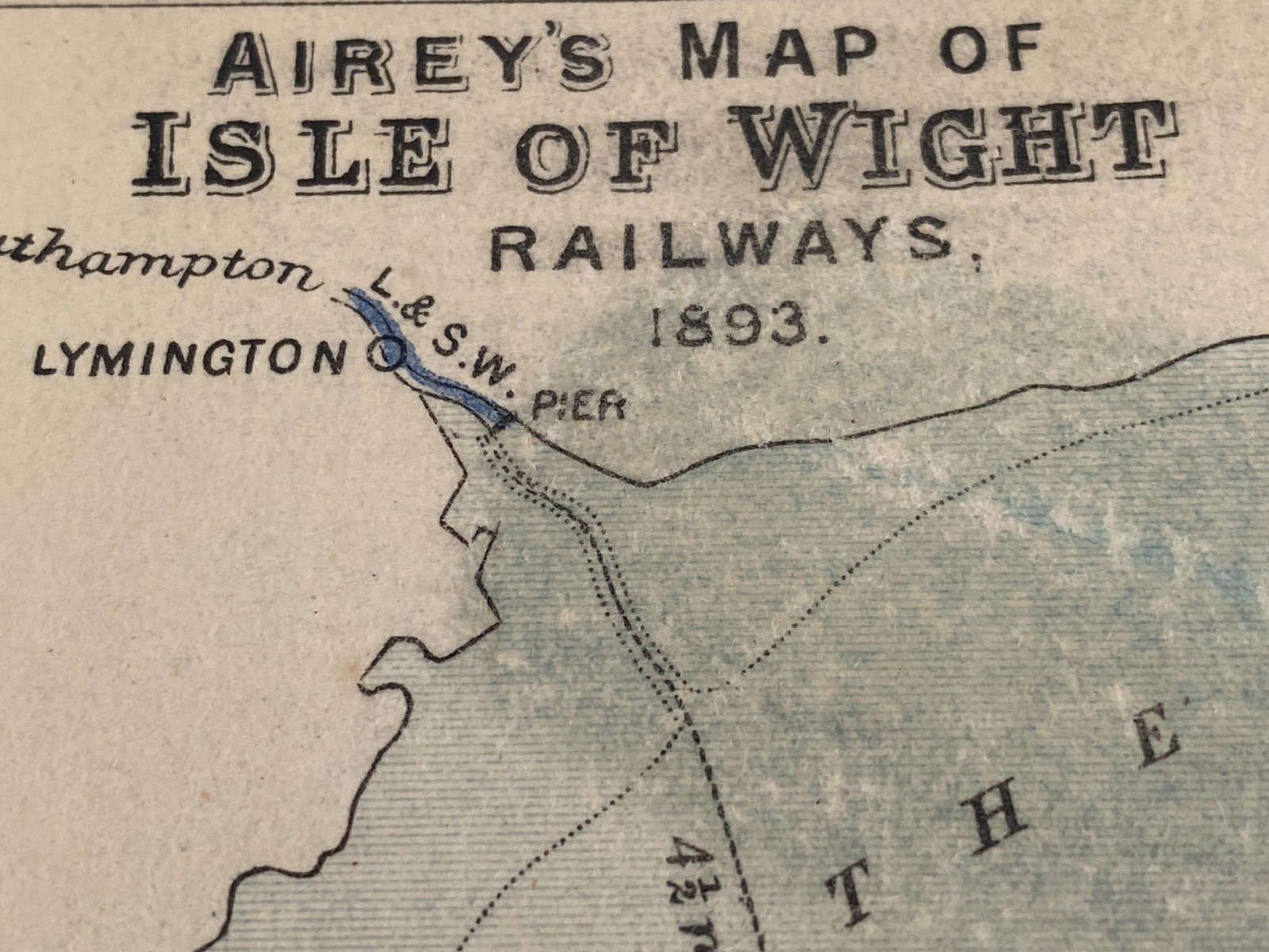 AIREY ISLE OF WIGHT RAILWAY MAP 1893 RYDE FRESHWATER BEMBRIDGE COWES VENTNOR