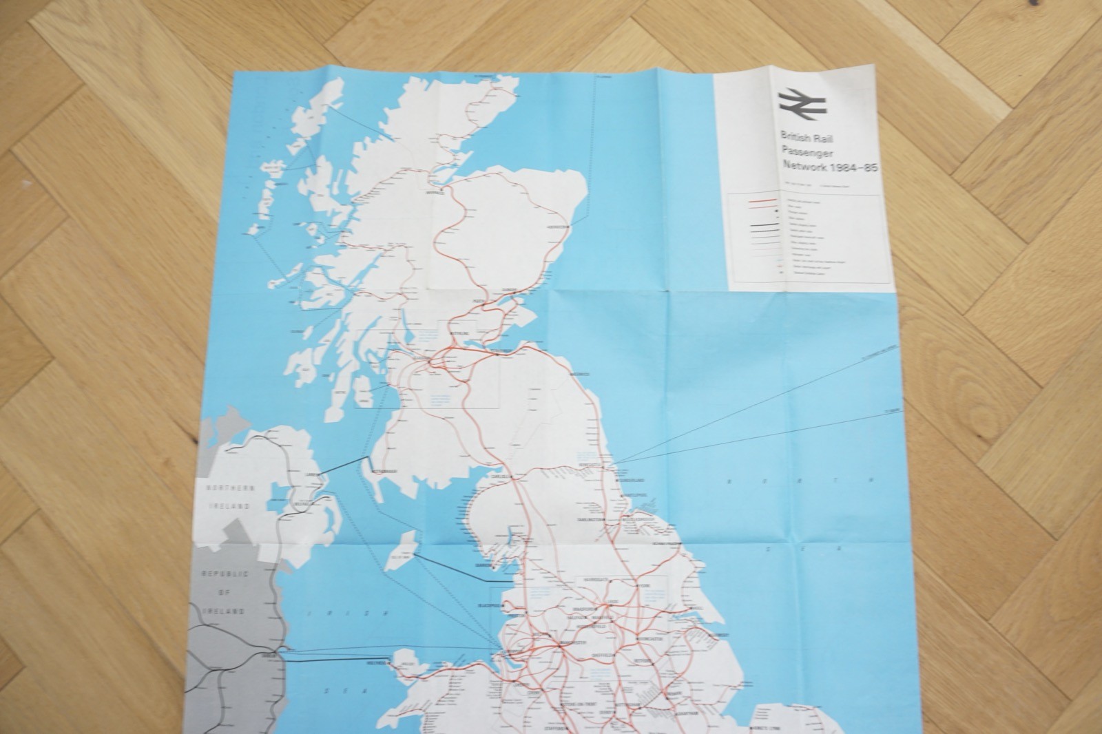 1984 1985 British Rail Passenger Network Railway Map RGC