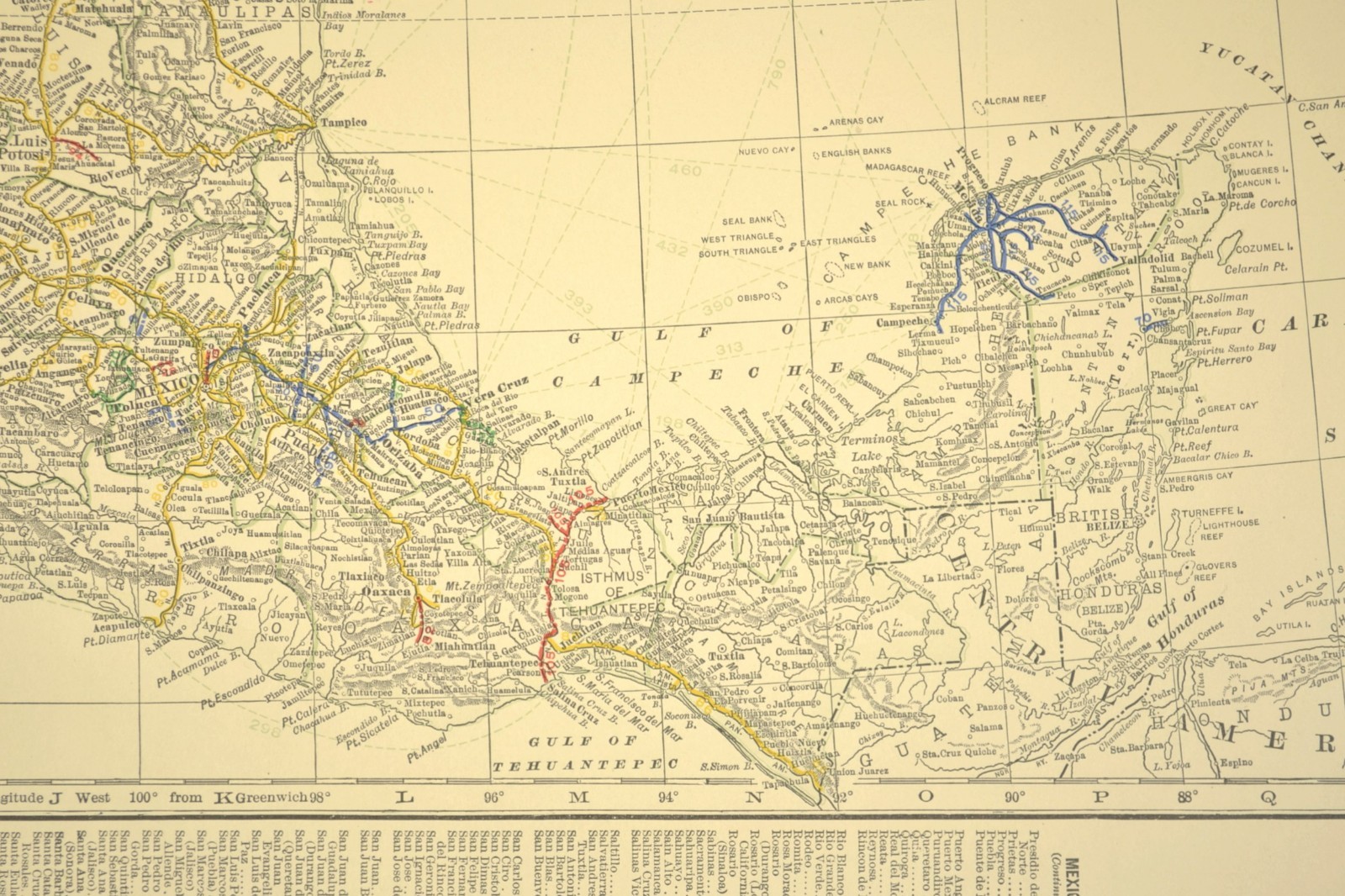 1910 Antique Map of MEXICO Railroads Map ORIGINAL Atlas Southern Pacific DATED